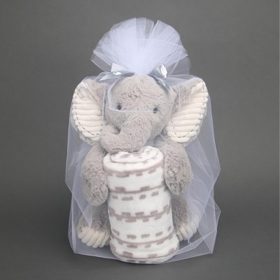 Lambs & Ivy Blanket & Plush Luxury Newborn Baby Gift Set - Gray Elephant