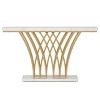 Syemin Console Tables Gold Console Table, Modern Faux Marble Entryway Table with Grid Metal Base, Narrow Accent Sofa Table, Brown, 59.06"*11.6"*31.5" - 2 of 4