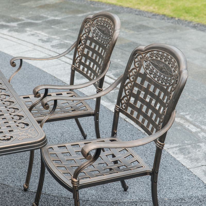 Gardenised Indoor and Outdoor Bronze Dinning Set 2 Chairs Cast Aluminum., 3 of 7