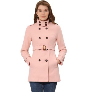 INSPIRE CHIC Women's Winter Stand Collar Double Breasted Outwear Coat - 1 of 4