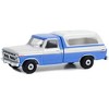 1975 Ford F-100 Ranger XLT Pickup Truck with Camper Shell Wind Blue and Wimbledon White 1/64 Diecast Model Car by Greenlight - 2 of 3