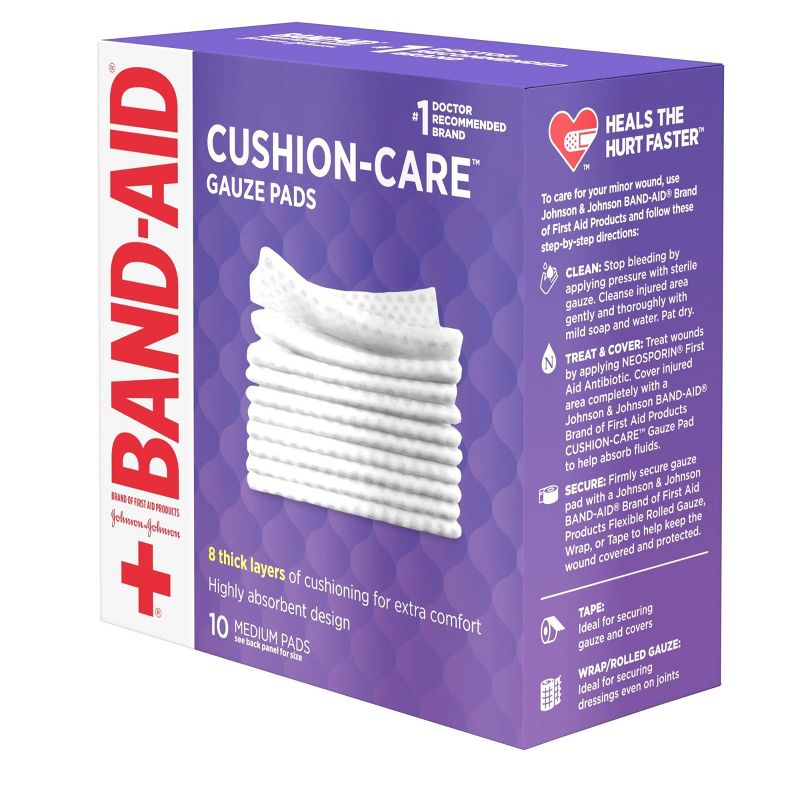 Johnson &#38; Johnson Brand Cushion Care Gauze Pads, Medium, 3 in x 3 in - 10 ct, 5 of 8