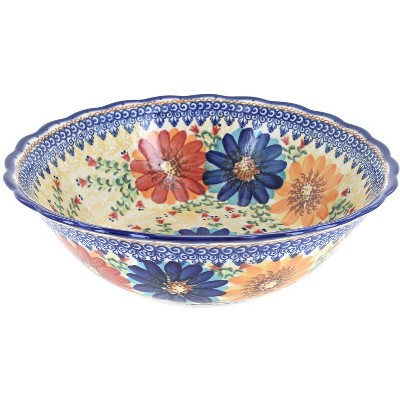 Blue Rose Polish Pottery Autumn Burst Large Serving Bowl : Target