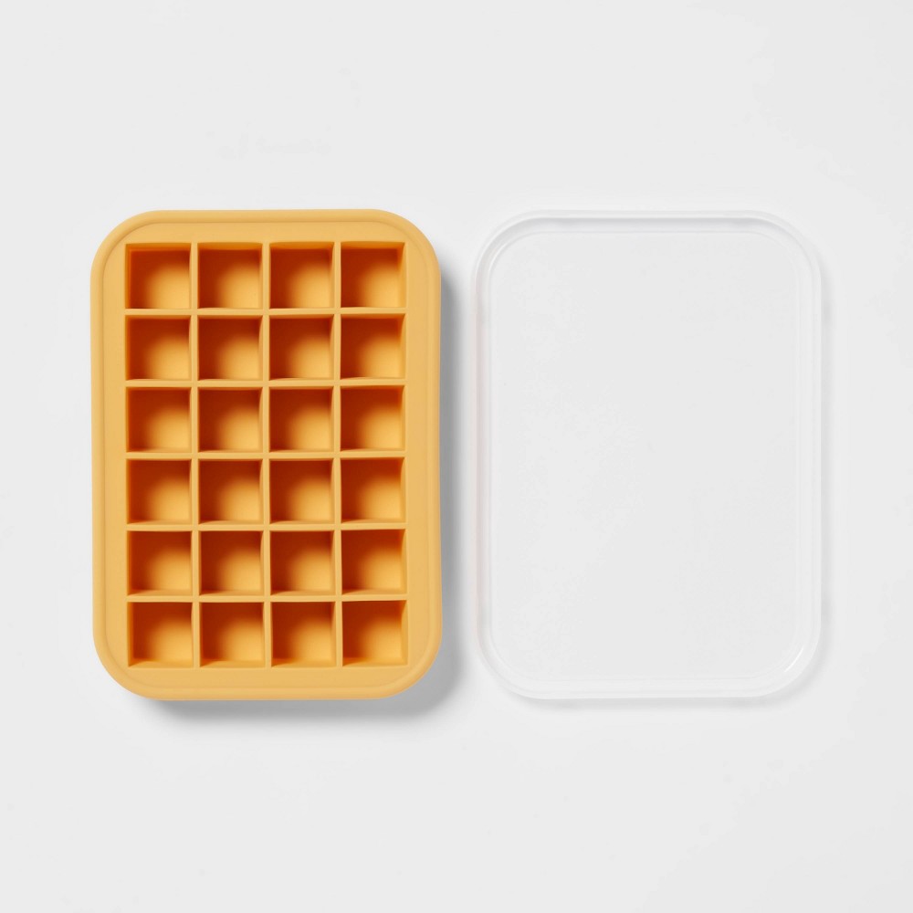 Silicone Cube Ice Tray with Lid Mustard Yellow - Room Essentialsâ„¢