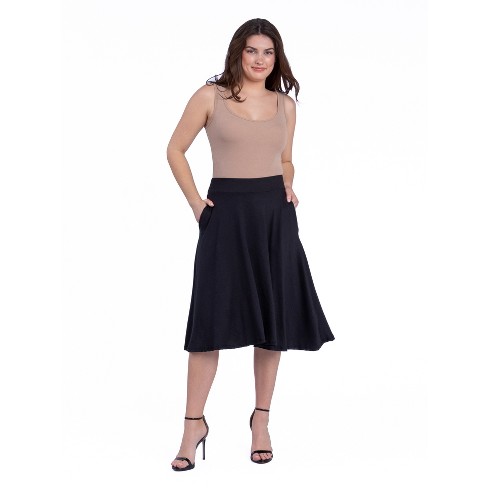 Women's 24seven Comfort Apparel Classic Knee-Length Black Skirt