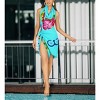 LA LEELA Womens Bikini Wrap Beach Swimwear Cover Up Summer Wraps Pareo Sarong Swimsuit Coverup for Women One Size Blue, Floral - 3 of 4