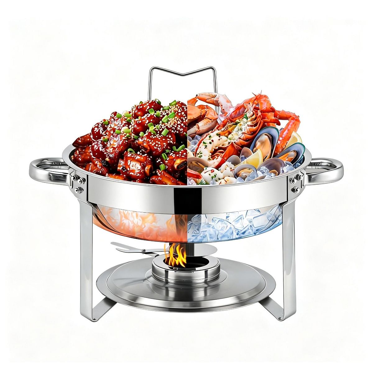 Garvee Chafing Dishes for Buffet, 2 Pack Round Chafing Dish Buffet Set, 5 QT Chafer Food Warmer with Lid, Food Warmers for Parties Catering Events