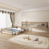 Okak Full XL over Queen Solid Wood Bunk Bed with Ladder Loft Bunk Bed with Safety Full-Length Guardrail for Kids Teens Convertible into 2 Beds, Walnut - 4 of 4