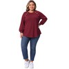 Women's Plus Size Ribbed Knit Button Decoration Crew Neck Long Sleeve Casual Tunic Blouses - Agnes Orinda - 3 of 4