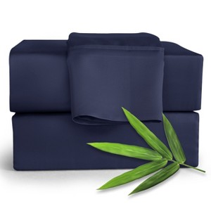 4 Piece Viscose from Bamboo Cooling sheets Ultra Soft 100% Organic Deep Pocket Luxury Bed Sheets with Pillowcases - Lux Decor Collection - 1 of 4