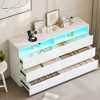 Vipbear 6-drawer double dresser with electrical outlets and LED lights, spacious storage cabinet with open shelves, charging cradle - 2 of 4