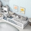 Acekool Twin Size Kids Floor Bed with Guard Rails, Montessori Style Low Bed Frame, Play Space, White, Easy Assembly - 2 of 4