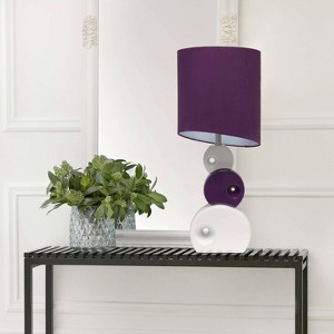Lalia Home 28.5" Modern Stacked Circle Table Lamp with Angled Drum Shade Purple - 1 of 4