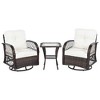 3-Piece Outdoor Rattan 360° Swivel Chairs Patio Conversation Chat Set  for 2 with Glass Tablefor Patio, Garden, or Balcony-- Frevyn - 4 of 4