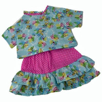 Doll Clothes Superstore Floral tunic and Ruffle Skirt For 18 Inch Dolls