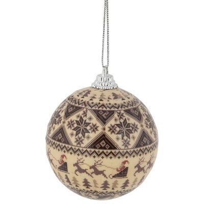 Northlight 14-Piece Brown Nordic Print Decoupage Christmas Ball Ornament Set, 2.25" (60mm)