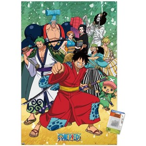 Trends International One Piece: Wano Country - Samurai Crew Unframed Wall Poster Print Clear Push Pins Bundle 22.375" x 34" - 1 of 4