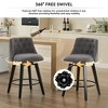 Linen Swivel Counter Height Bar Stools Set of 2 with Tufted Back and Solid Wood Frame for Kitchen Island, Cafe, or Home Bar - 2 of 4
