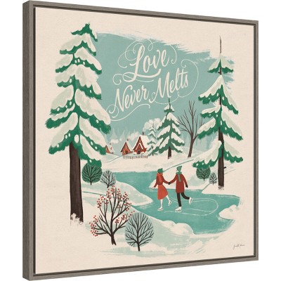 Winter Bliss Ice Skating Framed Canvas Print, 22" x 22"