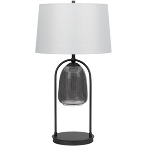 Cal Lighting 100W 3 way Midtown metal table lamp with glass shade and a 5W led Night light - 1 of 4