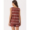 cheibear Women's Striped Round Neck Sleeveless Shirt 2 Piece Tank and Shorts Pajama Set Sleepwear - 3 of 4