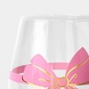 20oz Stemless Wine Pink Bow with Gold Accents Clear - 2 of 2