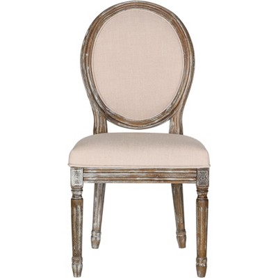 Holloway Beige Linen Upholstered Side Chair with Rustic Oak Frame (Set of 2)