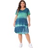 Agnes Orinda Women's Plus Size Tie Dye Trendy V Neck Round Hem Casual T-Shirt Dresses - 3 of 4
