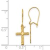 Black Bow Jewelry 13mm Textured Cross Dangle Earrings in 14k Yellow Gold - 4 of 4