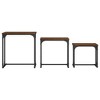 vidaXL Nesting Coffee Tables 3 Set with Metal Frame and Engineered Wood Top - Brown Oak Finish for Living Room, Bedroom and Office'. - 4 of 4