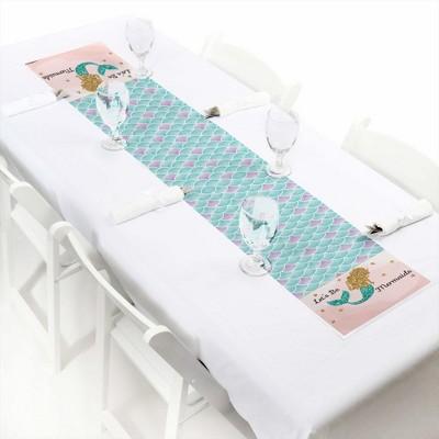 Big Dot of Happiness Let's Be Mermaids - Petite Baby Shower or Birthday Party Paper Table Runner - 12 x 60 inches