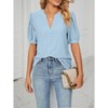 Clearlove Womens Puff Short Sleeve Casual Blouses V Neck T-Shirt Hollow Out Business Tops - 2 of 4