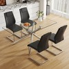 5-Piece Dining Set with Tempered Glass Table and 4 PU Chairs - 3 of 4