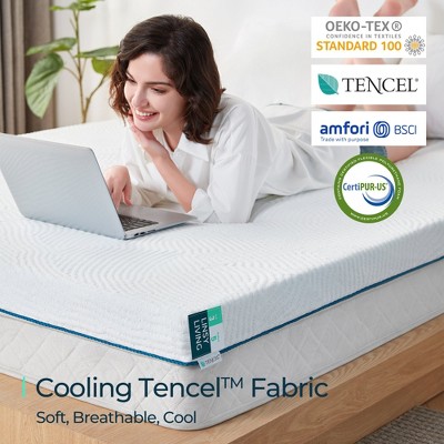 Mattress Topper with Tencel Cover, Cooling Gel-Infused Swirl Memory Foam, CertiPUR-US and Oeko-TEX Certified White