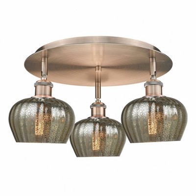 Fenton - 3 Light Flush Mount In Art Deco Style-8 Inches Tall and 18.25 Inches Wide