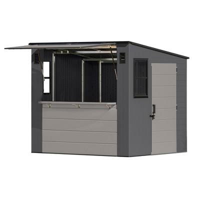 Suncast 8' x 7' Cabana Entertainment Storage Shed, All-Weather Shelter, Gray