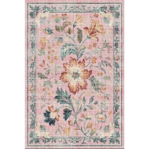 Retro Botanical Polyester Area Rug Floral Patterned Rug Stylish Floor Decor for Living Room Bedroom - 1 of 1