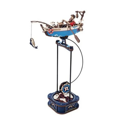 ROBOTIME 3D Puzzle, Wooden Building Kits with Ocean Fisher Model, DIY Pendulum Toy for Kids Adults, Multicolored, 6.9"*7.3"*13.2"