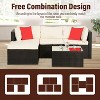 FDW 5-Piece Rattan Patio Furniture Set Modern Outdoor Sectional Sofa Conversation Sofa Set  with Corner Chairs Pillow and Glass-Top Table, Khaki - 3 of 4