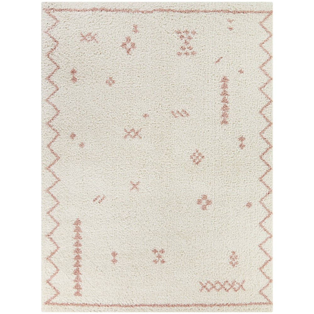 7'10inx10' Eila Geometric Shag Kids' Rug Cream/Pink - Balta Rugs