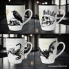 Elegant Goth Set of 4 Ceramic Mugs with Real Gold Trim, Black and White Halloween Coffee Cup Kitchen Gift - 4 of 4