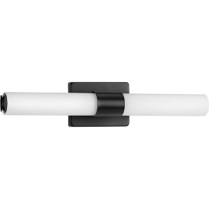 Progress Lighting Blanco 1-Light LED Wall Sconce, Black Finish, Etched White Glass Shade - 1 of 4