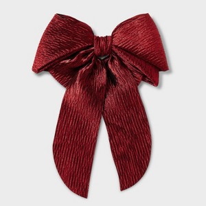 Crinkle Satin Hair Bow Barrette - A New Day™ - 1 of 3