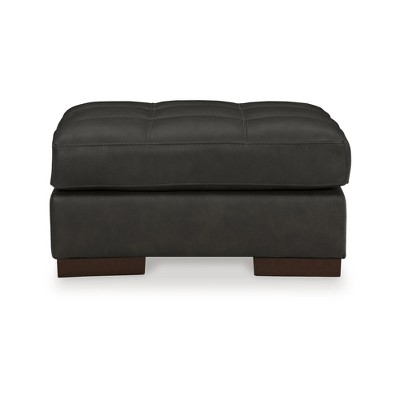 Luigi Black Tufted Leather Ottoman