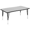 Emma and Oliver 3 Piece 76" Oval Wave Collaborative Grey Kids Adjustable Activity Table Set - 4 of 4