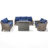 Buenhomino 6 Pieces Wicker Outdoor Patio Furniture Set Conversation Sofa Couch with a Fire Pit Table, Swivel Chairs and Cushions - 3 of 4