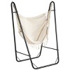 Syemin Patio Swings Outsunny Patio Hammock Chair with U Shape Stand, Outdoor Hammock Swing Lounge Chair with Side Pocket, White, 51.2"*35.4"*63" - 2 of 4