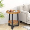 2-Tier Round Side Table with Storage Shelf, Wood and Metal Frame Side Table for Living Room & Bedroom, for Small Spaces, Easy Assembly - 3 of 4