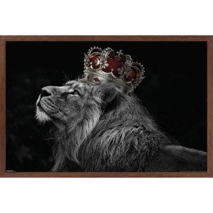Trends International Reinders: Animals - Lion Crown Framed Wall Poster Prints Mahogany Framed Version 14.725" x 22.375" - 1 of 4