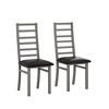 Kumasinova Set of 2 Leather Upholstered Dining Chairs, High Back Kitchen Chairs, Metal Armless Chairs with Waterproof Cushions, Dining Room Chairs - 3 of 4
